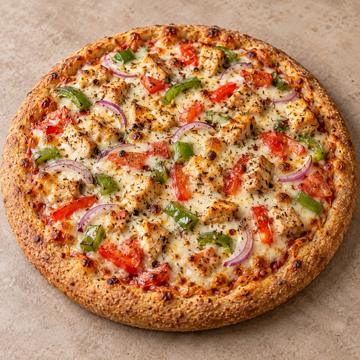 Healthy chicken pizza